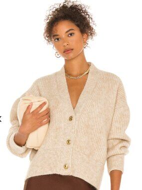 Anine Bing Maxwell Cardigan: mohair, gold buttons, oatmeal